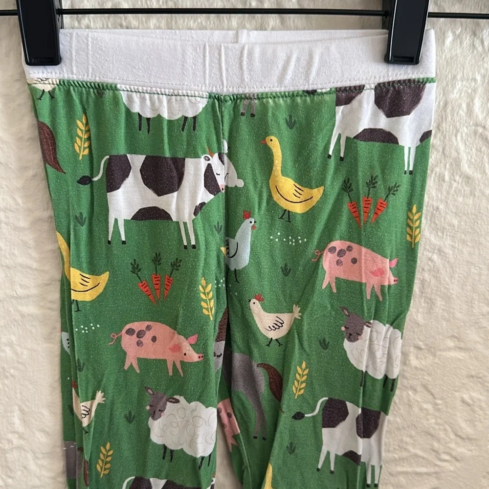 Little Sleepies Green Farm Animals Pajama Pants Bamboo 18-24 Months Pig Cow Hen